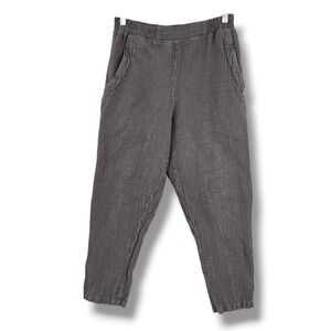 Zosya Yanishevska Grey Cotton Gauze Elastic Waist Tapered Pants Womens Lagenlook